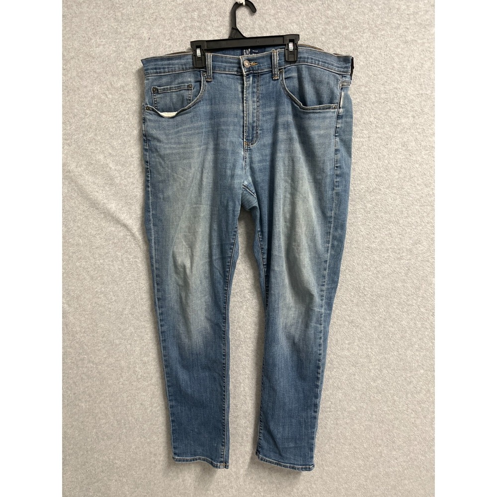 Gap Jeans Mens 36x32 Blue Denim Soft Stretch Medium Wash Slim Fit Skinny‎ Leg